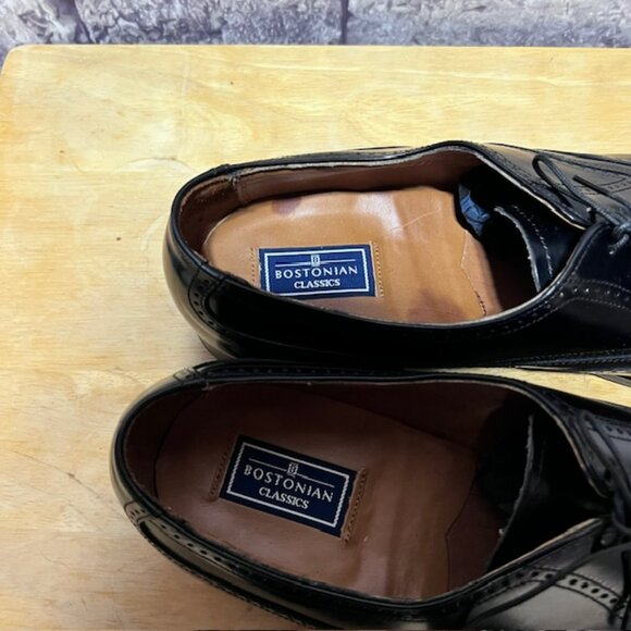 Bostonian Black Leather Lace Up Wingtip Shoes Size 13D - Picture 8 of 9